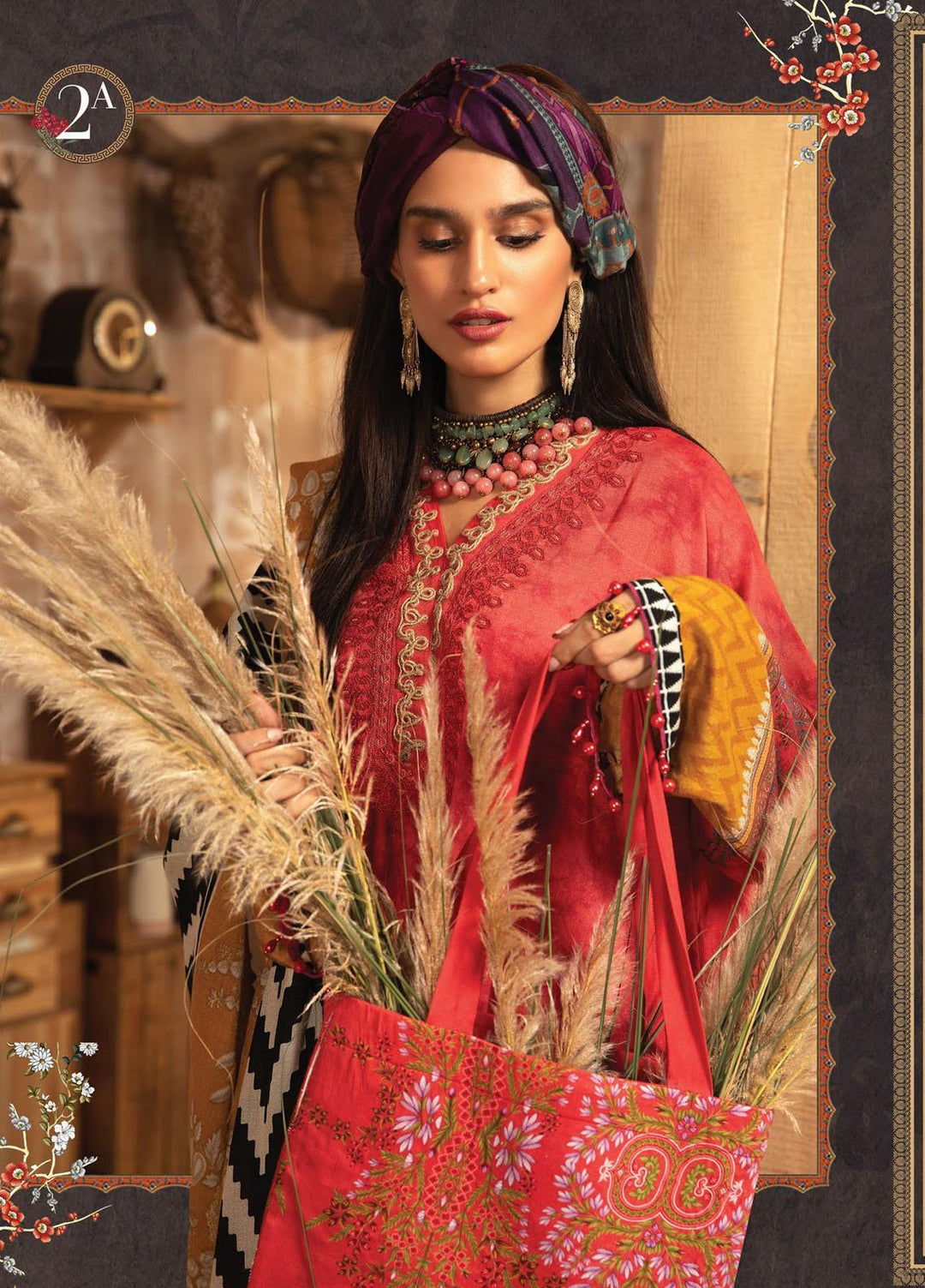 Maria B Embroidered Dobby Linen Suits Unstitched 3 Piece MB21PW 2-A - Winter Collection