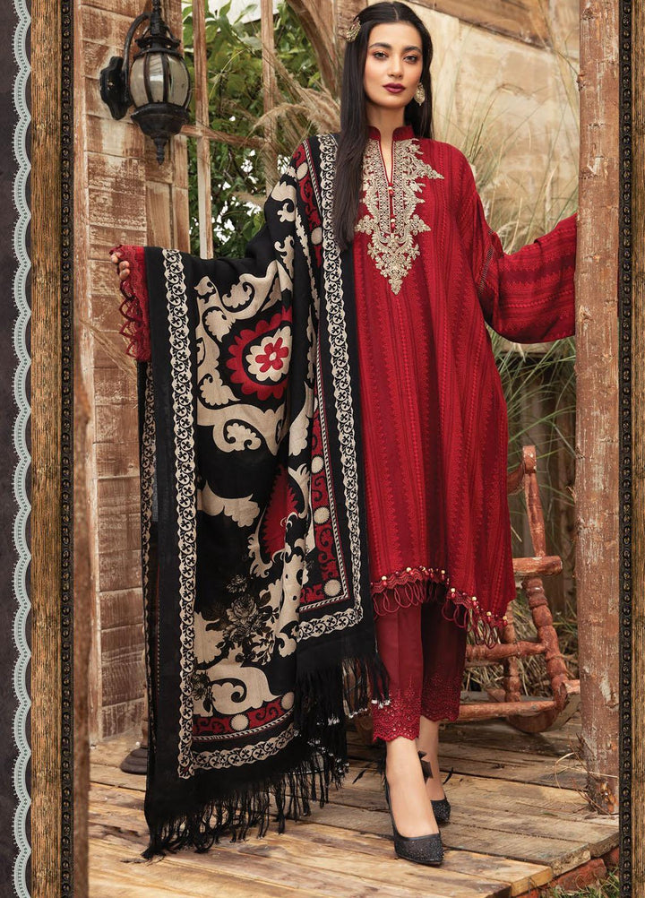 Maria B Embroidered Dobby Linen Suits Unstitched 3 Piece MB21PW 4-A - Winter Collection
