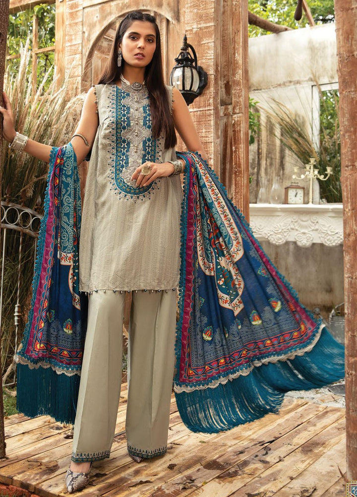 Maria B Embroidered Dobby Linen Suits Unstitched 3 Piece MB21PW 7-A - Winter Collection