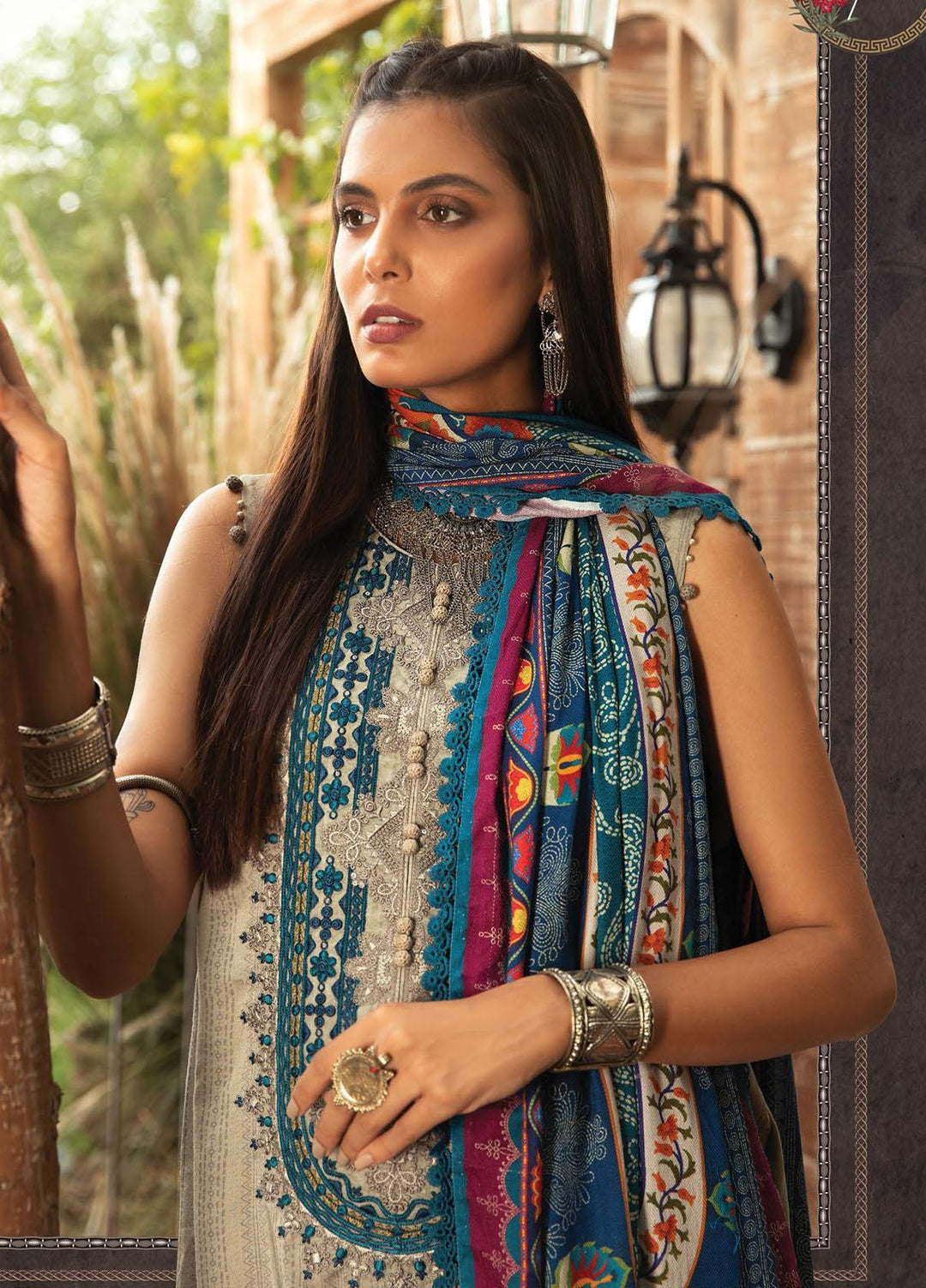 Maria B Embroidered Dobby Linen Suits Unstitched 3 Piece MB21PW 7-A - Winter Collection