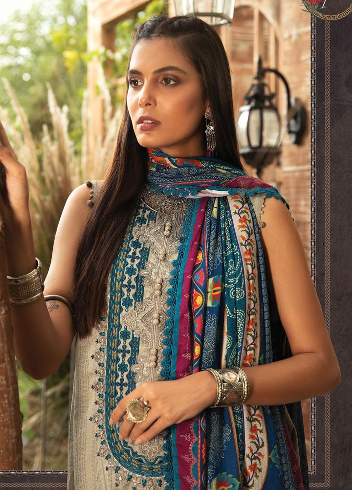 Maria B Embroidered Dobby Linen Suits Unstitched 3 Piece MB21PW 7-A - Winter Collection