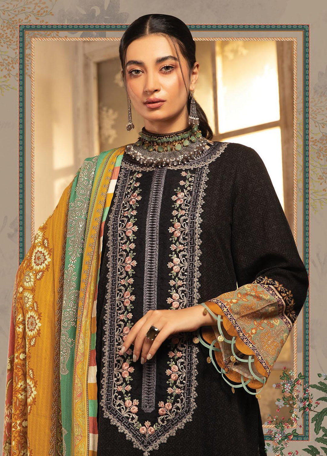 Maria B Embroidered Khaddar Suits Unstitched 3 Piece MB21PW 8-B - Winter Collection