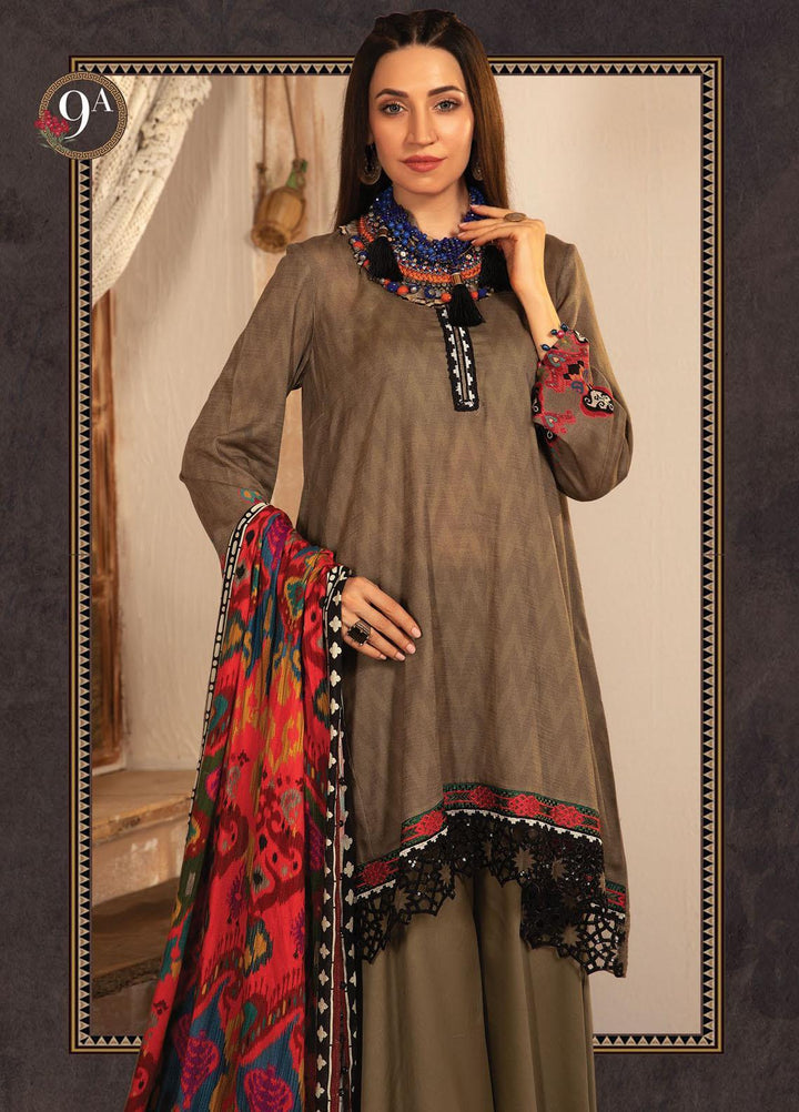 Maria B Embroidered Khaddar Suits Unstitched 3 Piece MB21PW 9-A - Winter Collection