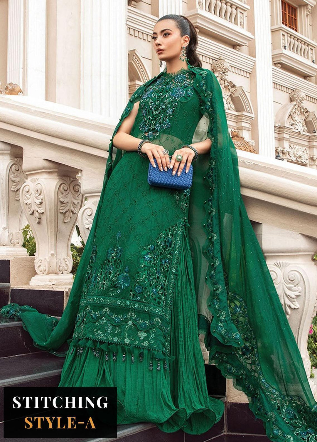 Maria B Embroidered Chiffon Suits Unstitched 4 Piece MB23SC D8 - Luxury Collection