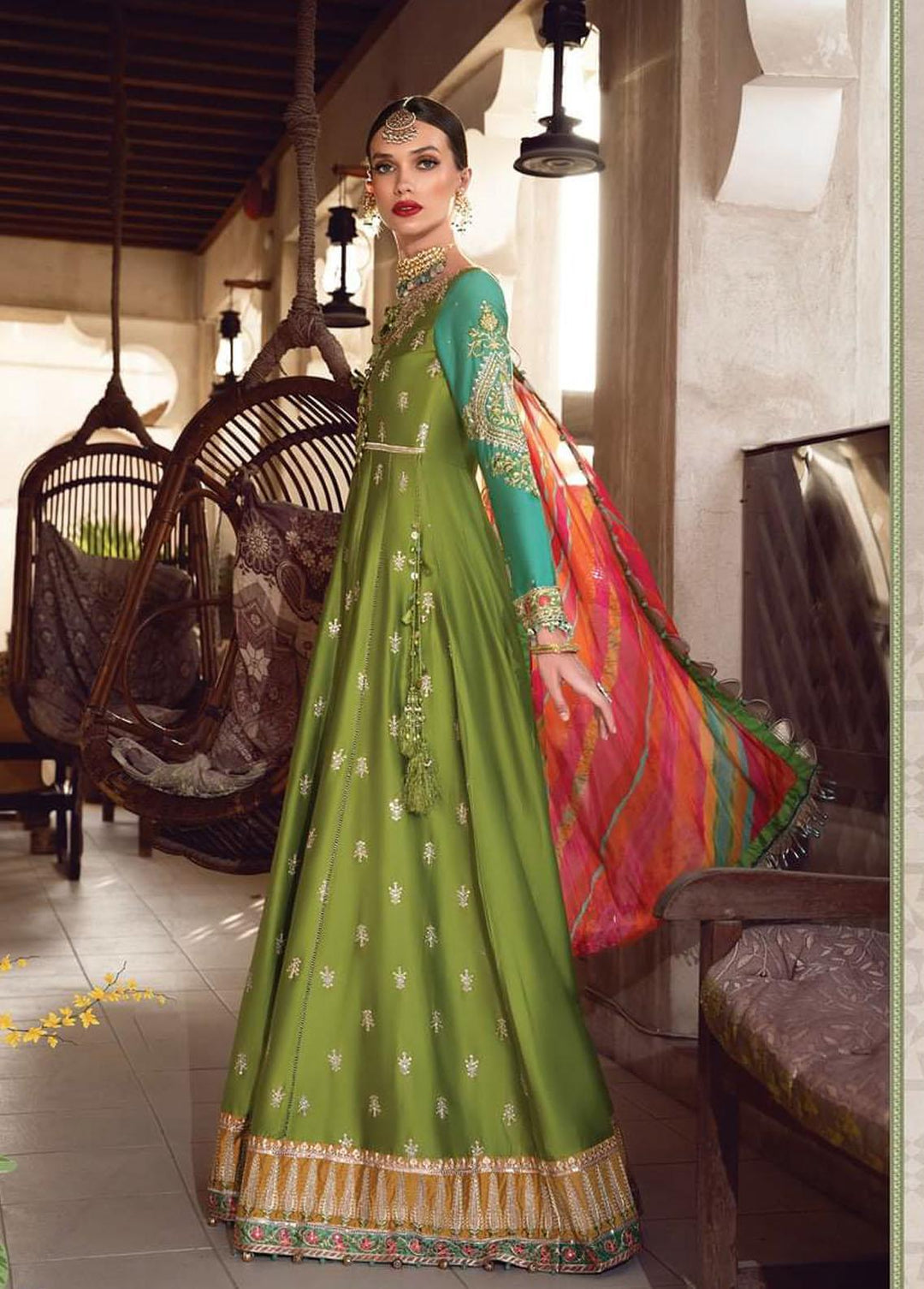 Sateen By Maria B Embroidered Cotton Satin Suits Unstitched 3 Piece MB22S D2 - Luxury Collection