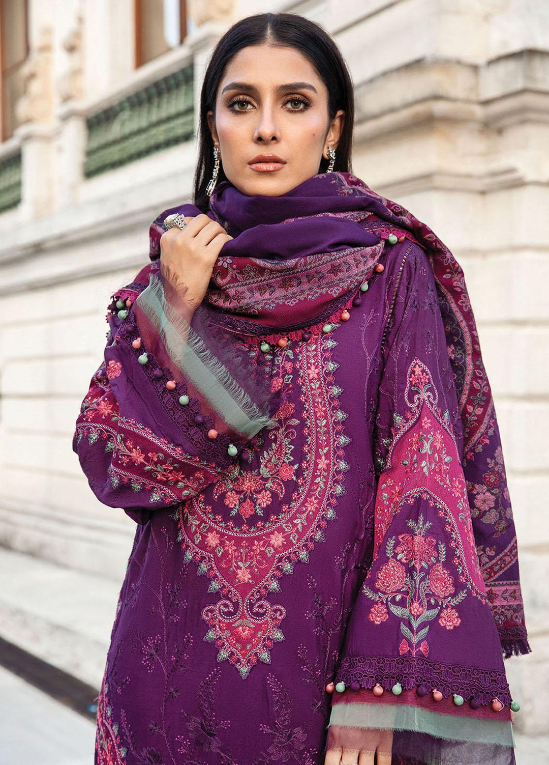 Maria B Embroidered Linen Suits Unstitched 3 Piece MB23LN D8 - Luxury Winter Collection