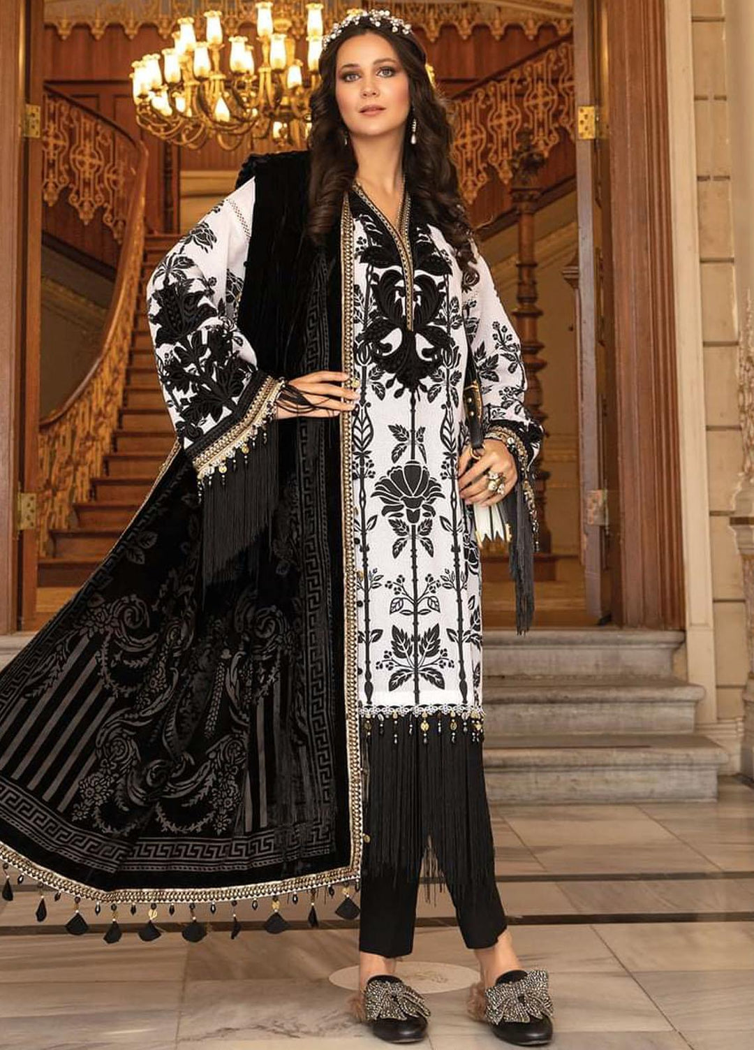 Maria B Embroidered Linen Suits Unstitched 3 Piece MB21W DL-902 - Winter Collection
