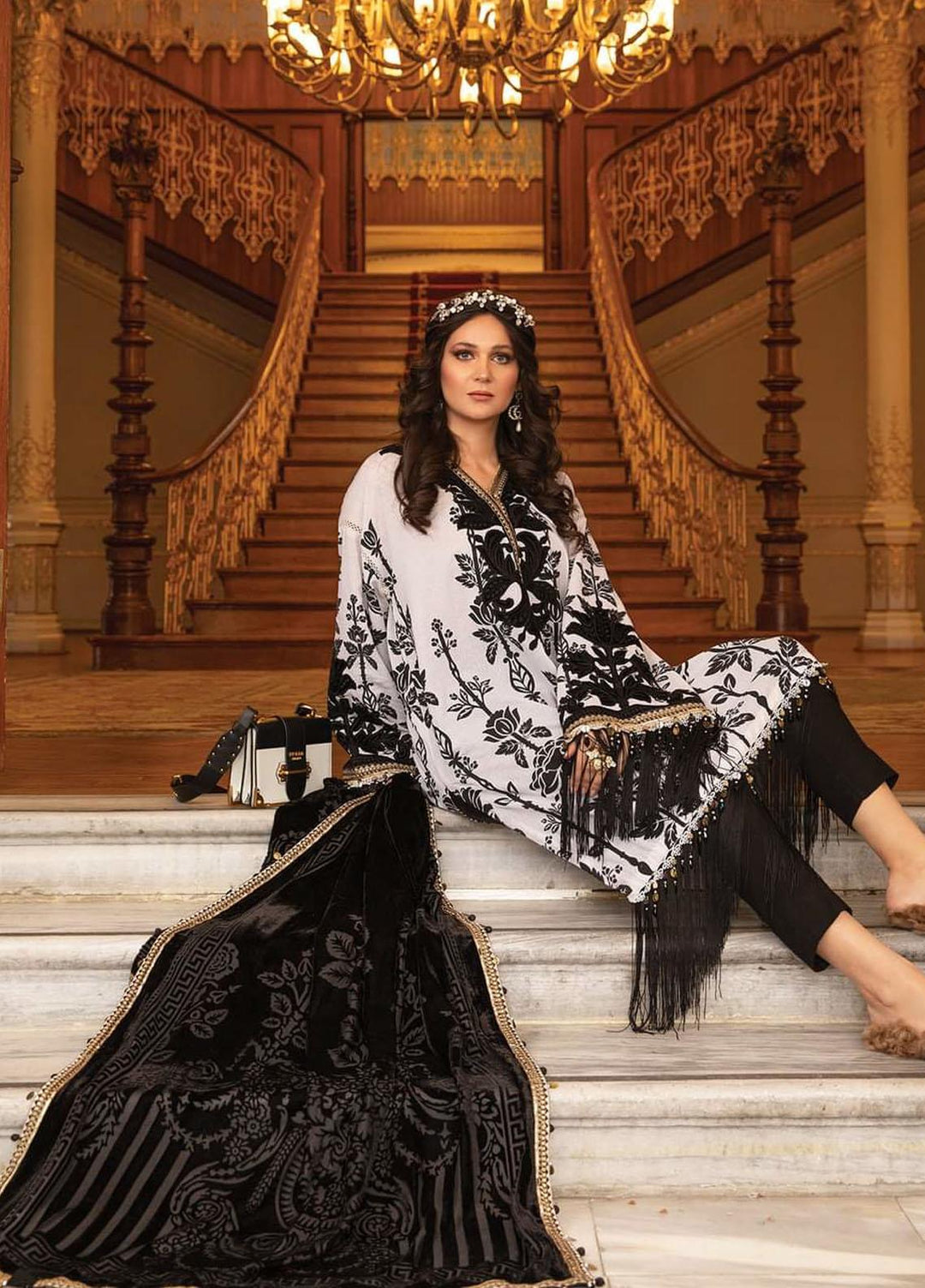 Maria B Embroidered Linen Suits Unstitched 3 Piece MB21W DL-902 - Winter Collection