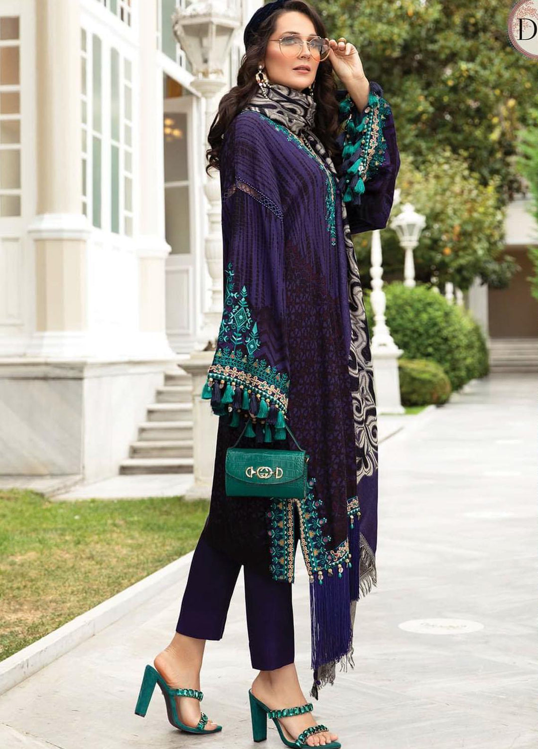 Maria B Embroidered Linen Suits Unstitched 3 Piece MB21W DL-905 - Winter Collection