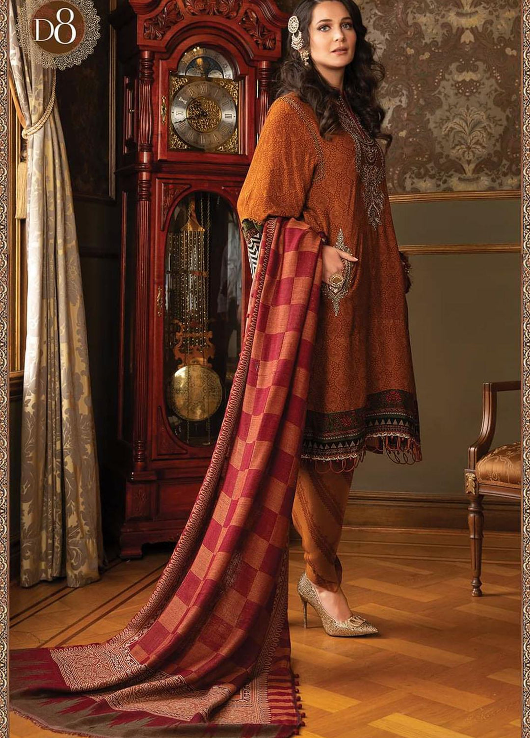 Maria B Embroidered Linen Suits Unstitched 3 Piece MB21W DL-908 - Winter Collection