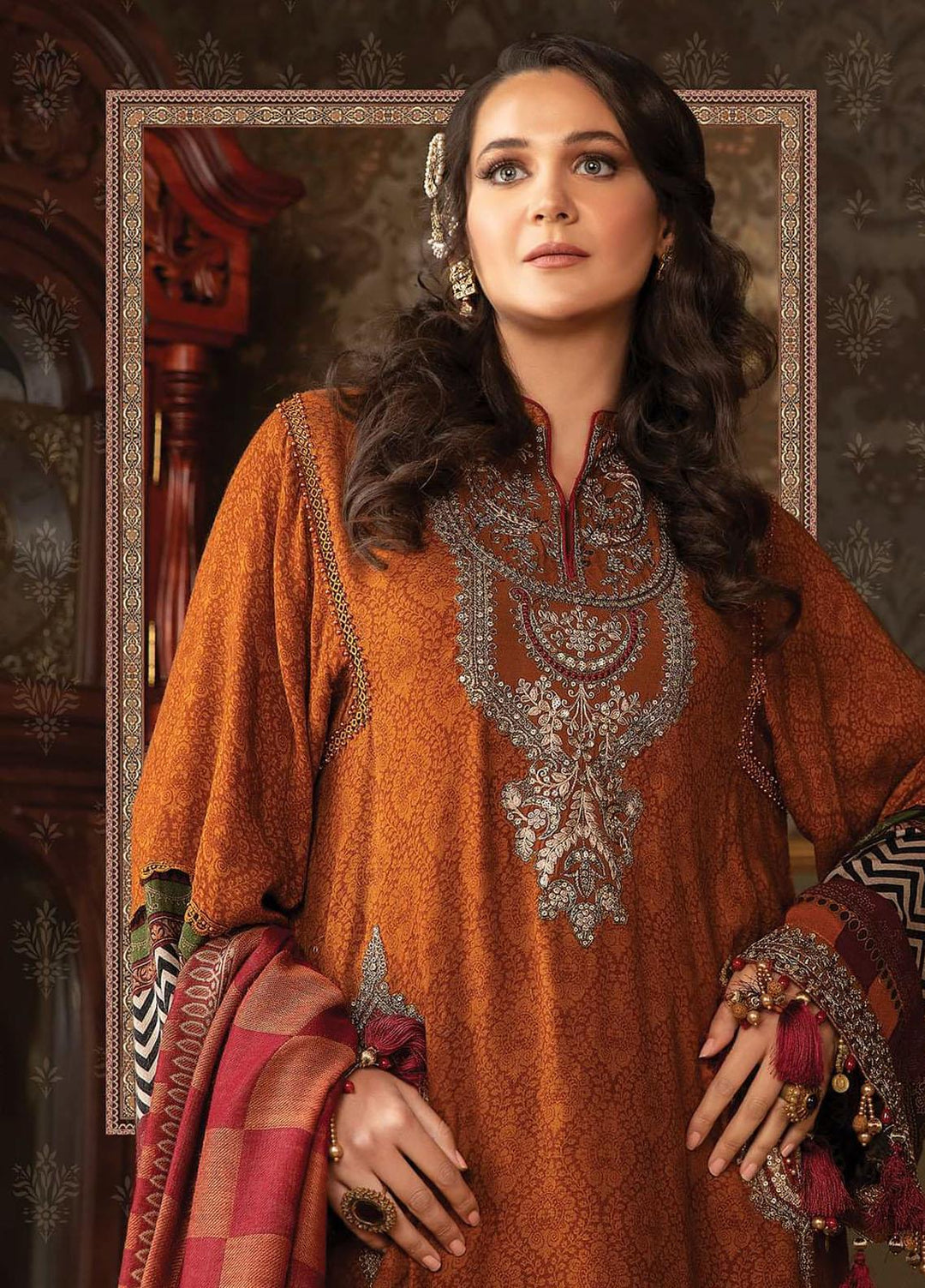 Maria B Embroidered Linen Suits Unstitched 3 Piece MB21W DL-908 - Winter Collection