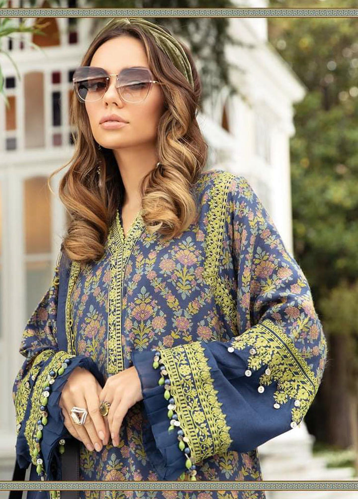 Maria B Embroidered Linen Suits Unstitched 3 Piece MB21W DL-910 - Winter Collection