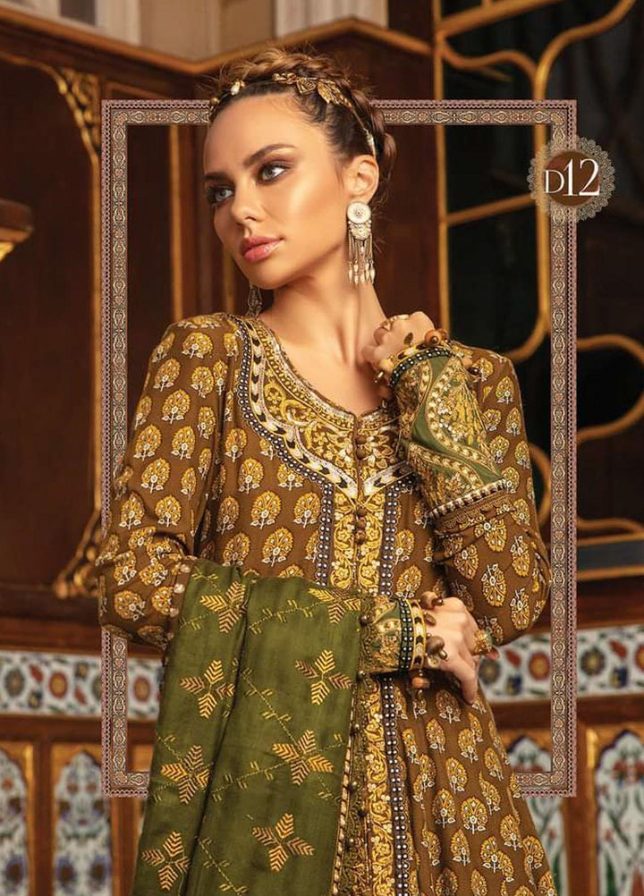 Maria B Embroidered Linen Suits Unstitched 3 Piece MB21W DL-912 - Winter Collection