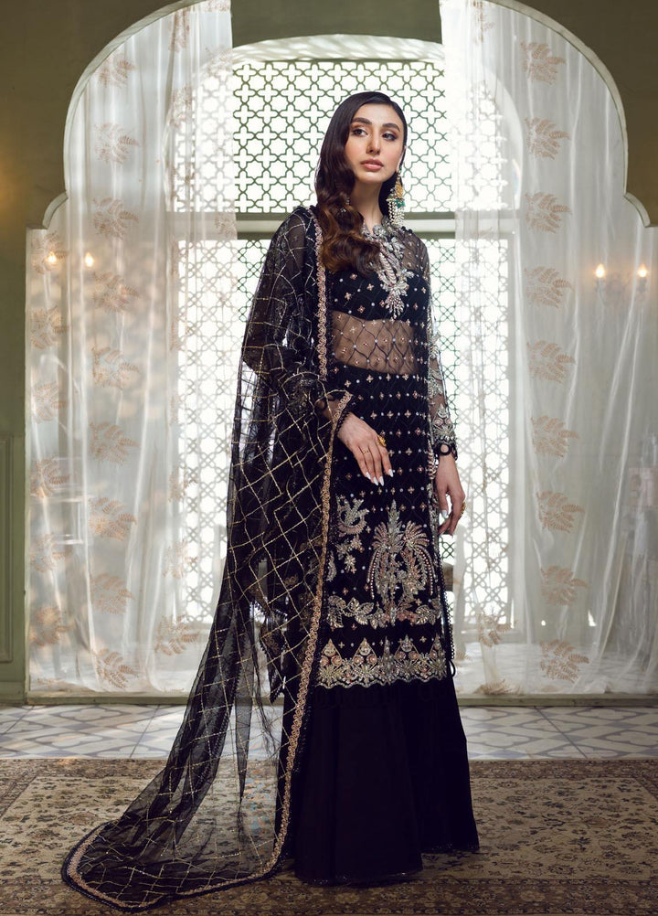 Maria Minahil Luxury Pret  Net 3 Piece Dress MRM23JM MNF-05 Reem Black
