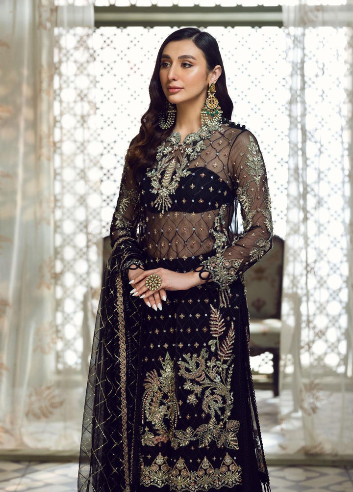 Maria Minahil Luxury Pret  Net 3 Piece Dress MRM23JM MNF-05 Reem Black