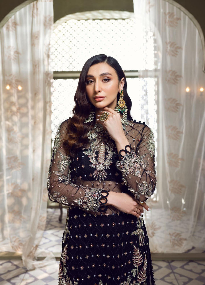 Maria Minahil Luxury Pret  Net 3 Piece Dress MRM23JM MNF-05 Reem Black