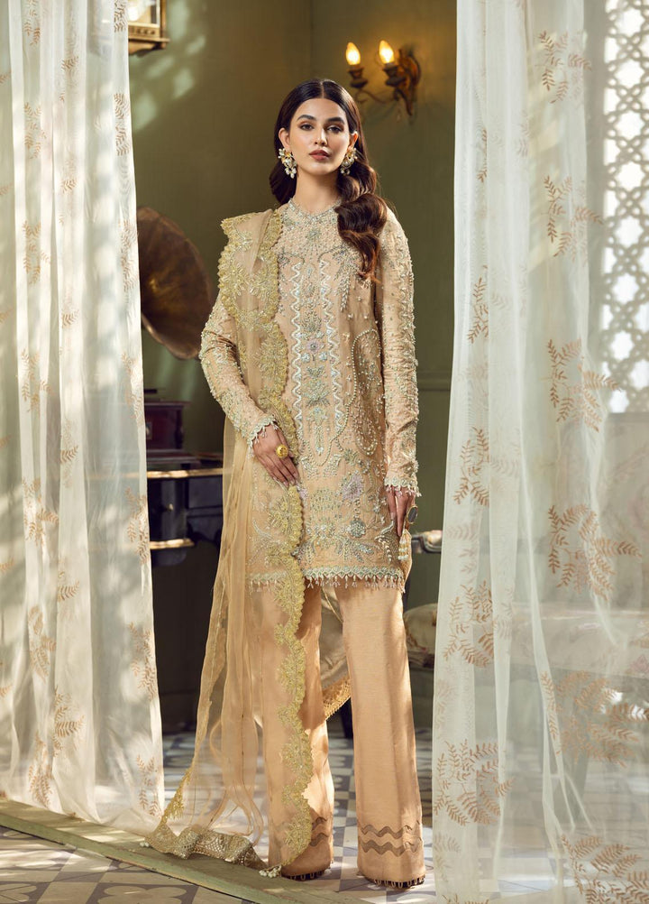 Maria Minahil Luxury Pret  Raw Silk 3 Piece Dress MRM23JM MNF-08 Maha Baige
