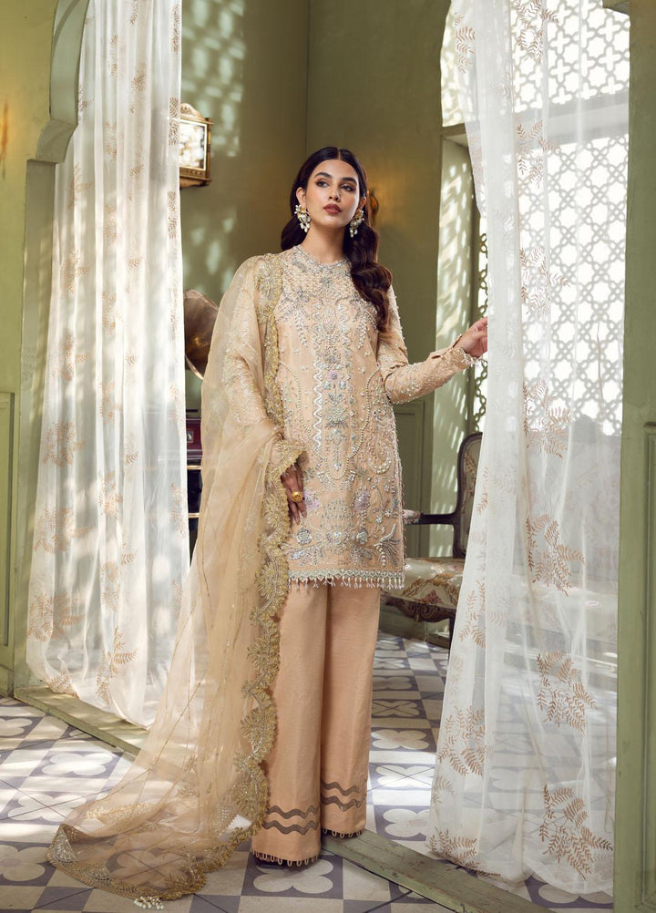 Maria Minahil Luxury Pret  Raw Silk 3 Piece Dress MRM23JM MNF-08 Maha Baige