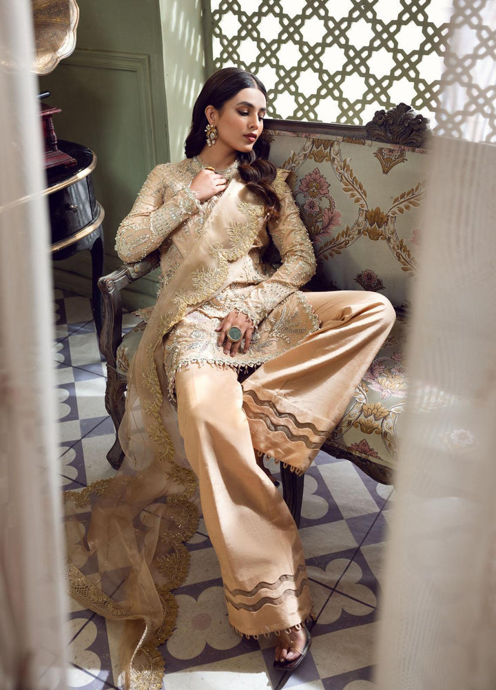 Maria Minahil Luxury Pret  Raw Silk 3 Piece Dress MRM23JM MNF-08 Maha Baige