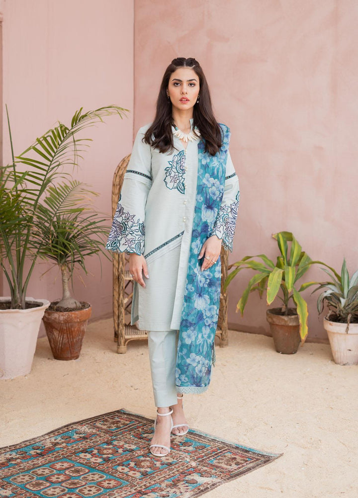 Maria Osama Khan Casual Pret  Lawn 3 Piece Suit MOK23CP Blue Bell