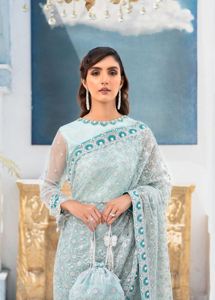 Maria Osama Khan Embroidered Net Unstitched Saree MOK22FU ELISE-S-2 - Luxury Festive Collection