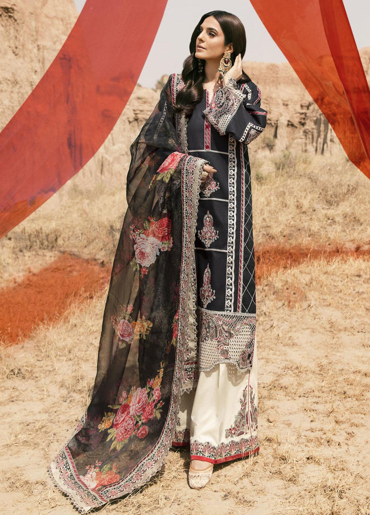 Maria Osama Khan Embroidered Lawn Suits Unstitched 3 Piece MOK22PW MEHAR-03 - Summer Luxury Collection