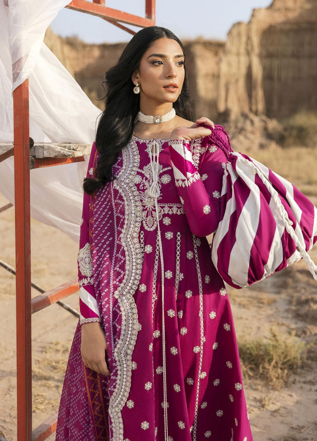 Maria Osama Khan Embroidered Lawn Suits Unstitched 3 Piece MOK22PW MAHROSH-07 - Summer Luxury Collection