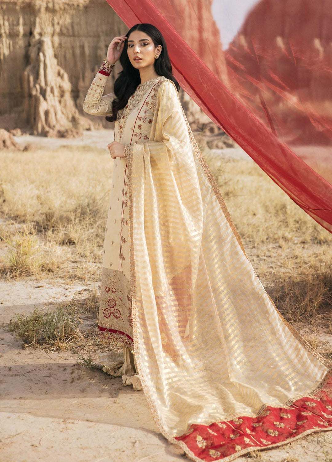 Maria Osama Khan Embroidered Lawn Suits Unstitched 3 Piece MOK22PW DHANAK-08 - Summer Luxury Collection