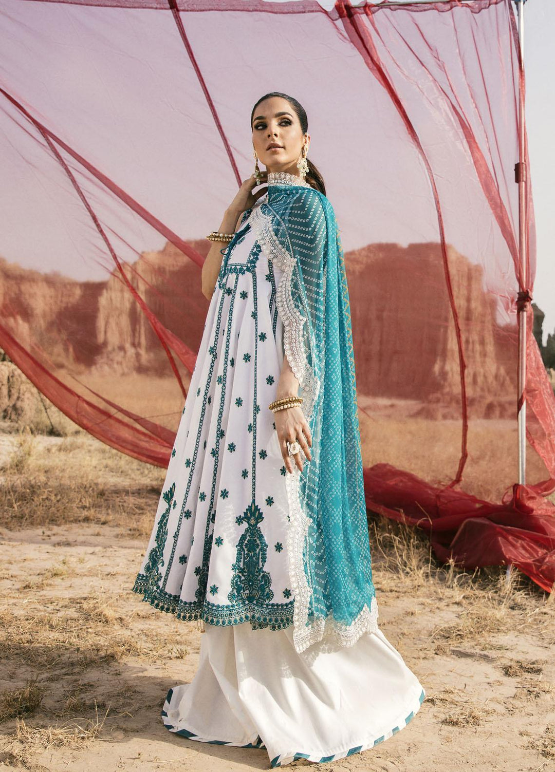 Maria Osama Khan Embroidered Lawn Suits Unstitched 3 Piece MOK22PW FAROZAAN-12 - Summer Luxury Collection