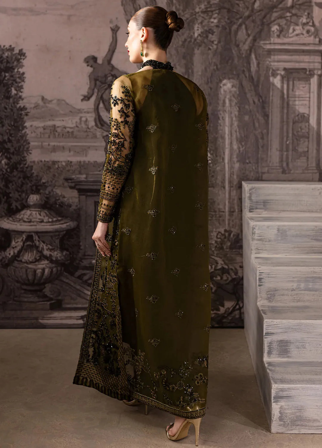 Maria Osama Khan Pret Embroidered Organza 4 Piece Suit Storm