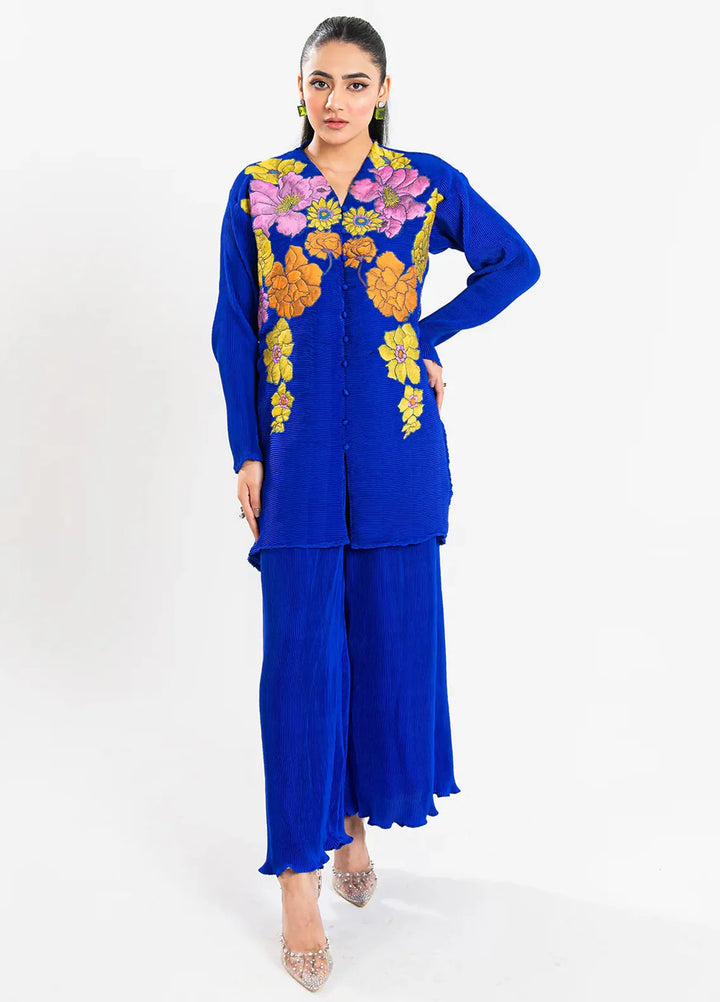 Maria Osama Khan Pret Embroidered Silk 2 Piece Suit Azure