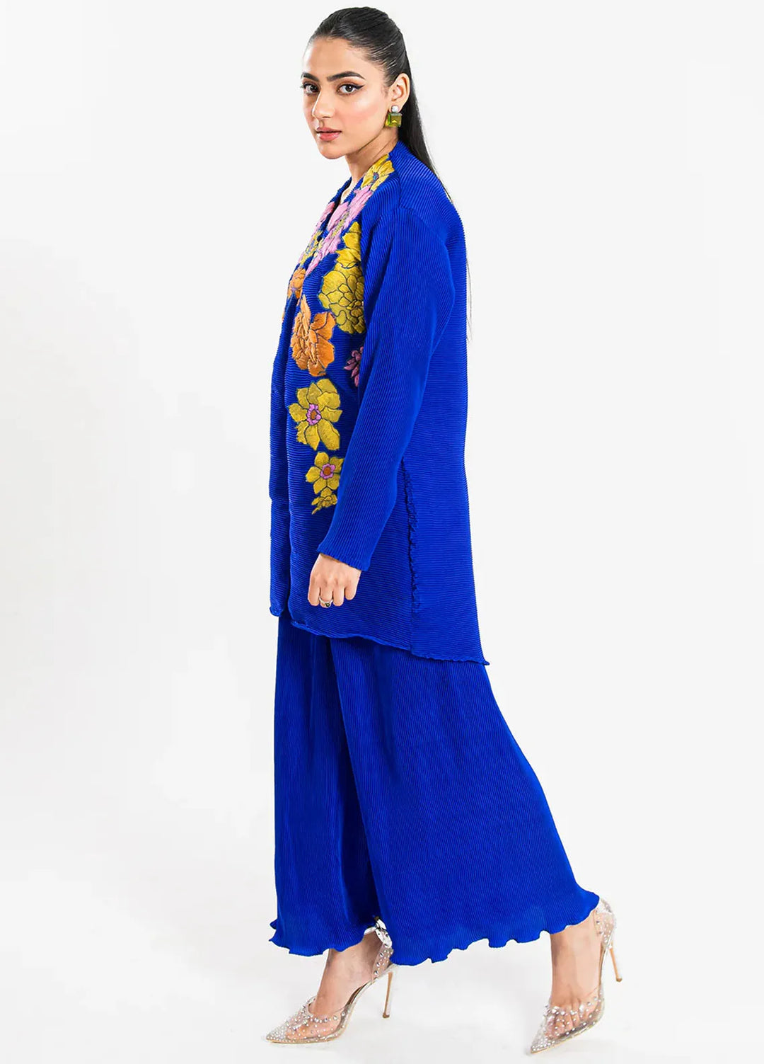 Maria Osama Khan Pret Embroidered Silk 2 Piece Suit Azure