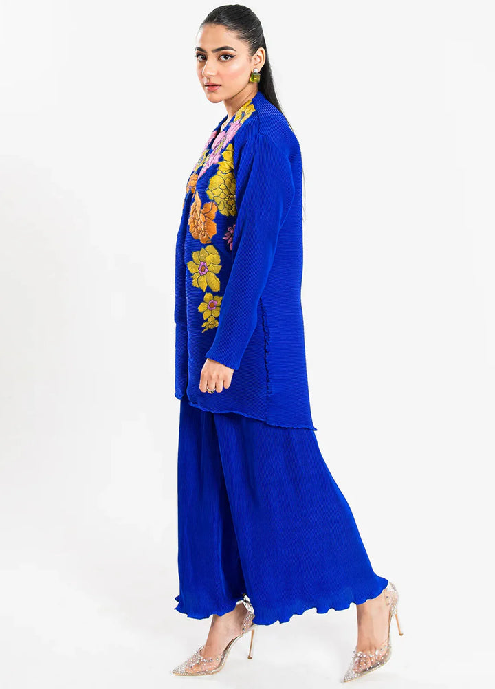 Maria Osama Khan Pret Embroidered Silk 2 Piece Suit Azure
