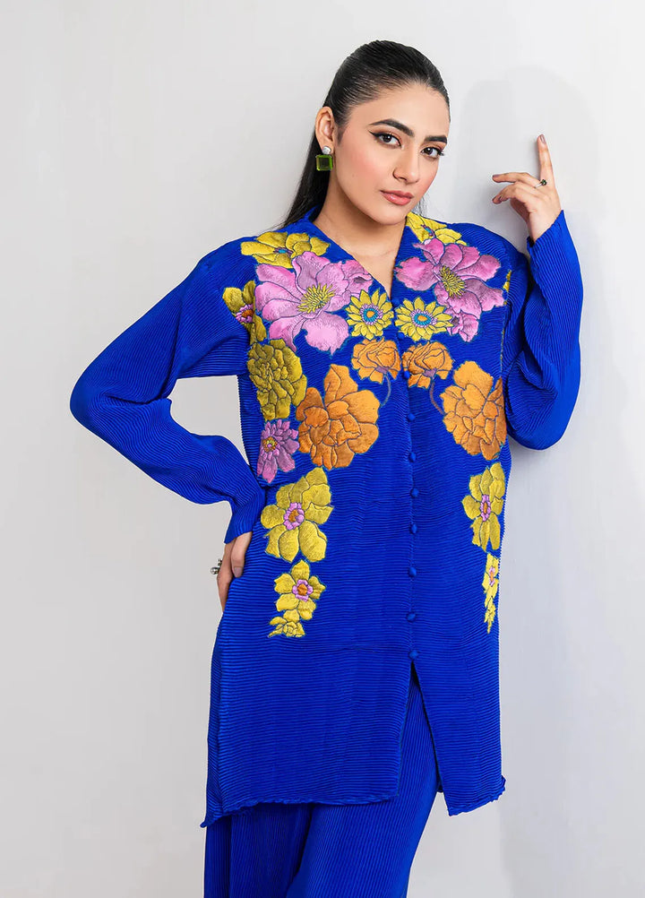 Maria Osama Khan Pret Embroidered Silk 2 Piece Suit Azure