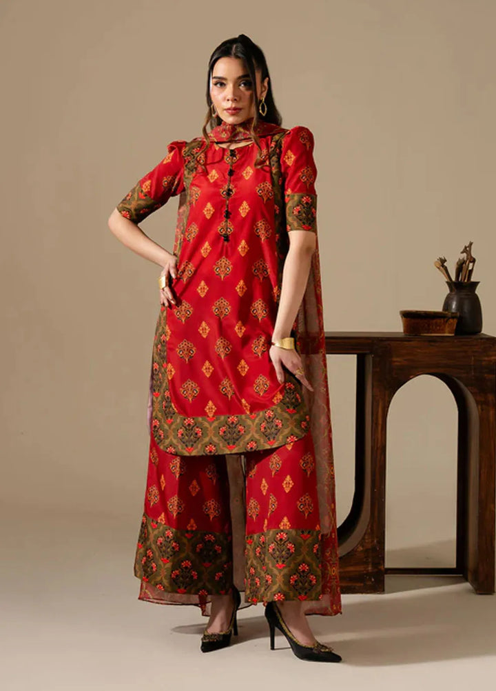 Maria Osama Khan Pret Printed Grip Silk 3 Piece Suit M-017 Bloom