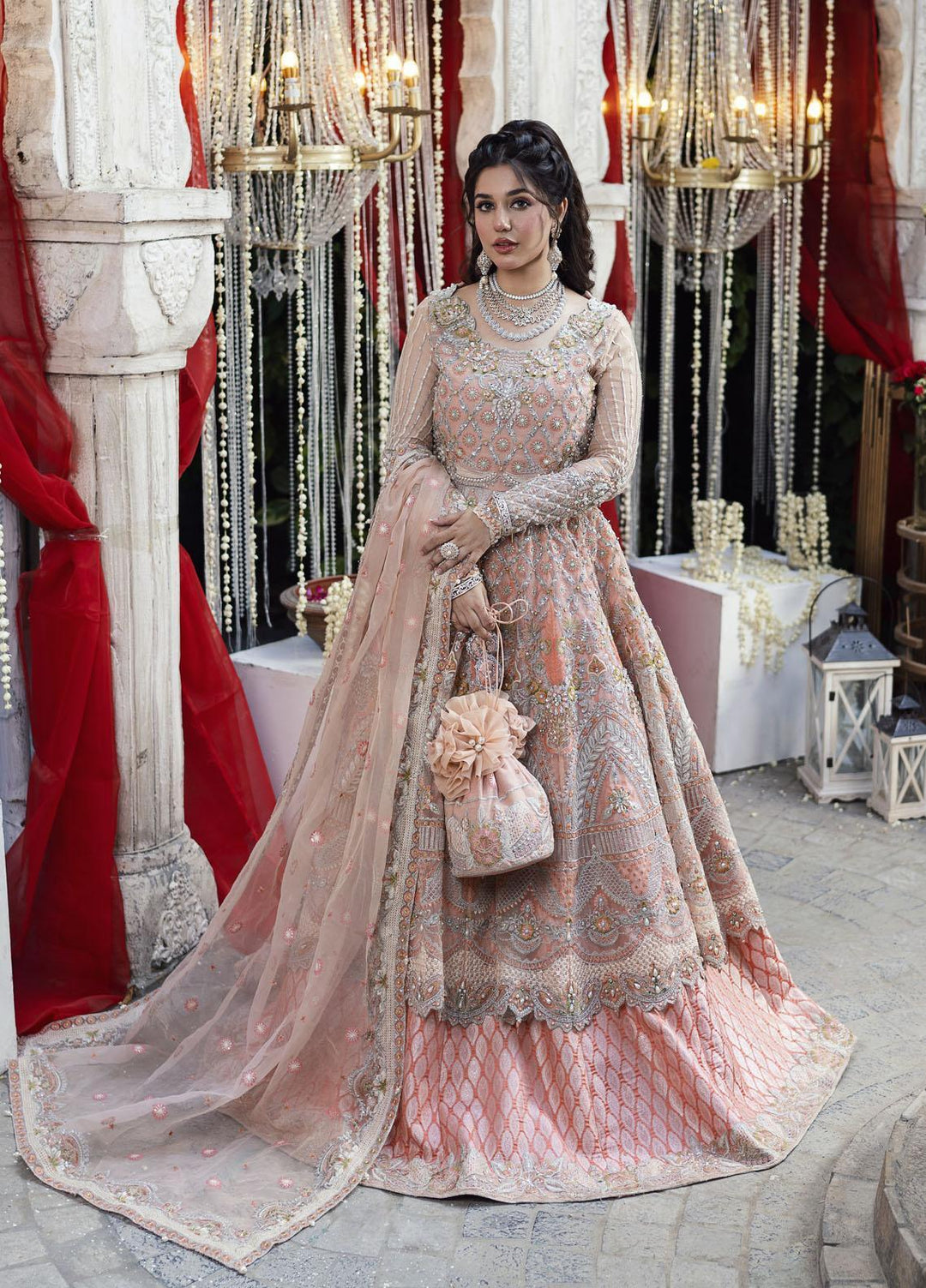 Qabool Hai by Maria Osama Khan Embroidered Organza Suits Unstitched 3 Piece MOK22QW CHAMAN ARA - Luxury Wedding Collection
