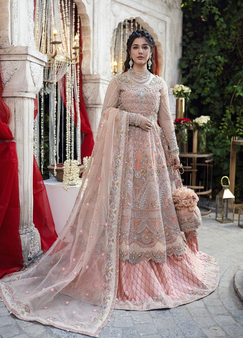 Qabool Hai by Maria Osama Khan Embroidered Organza Suits Unstitched 3 Piece MOK22QW CHAMAN ARA - Luxury Wedding Collection