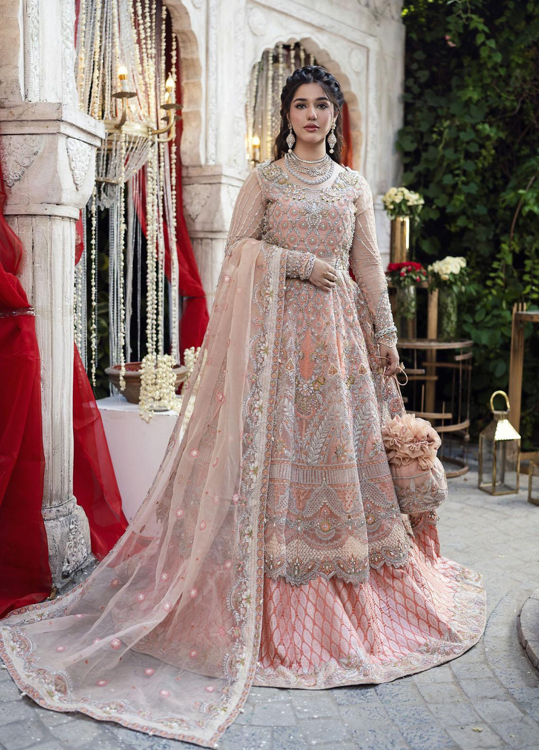 Qabool Hai by Maria Osama Khan Embroidered Organza Suits Unstitched 3 Piece MOK22QW CHAMAN ARA - Luxury Wedding Collection