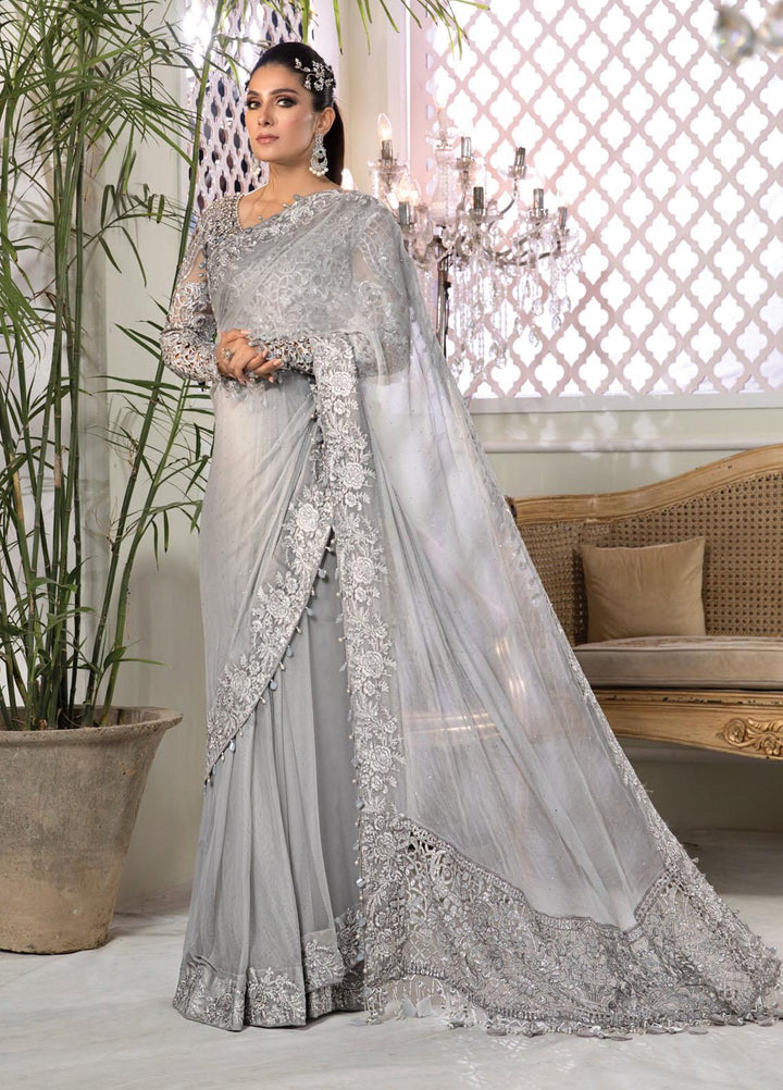 Maria B Embroidered Net Unstitched Saree MB21MH D-01 - Luxury Collection