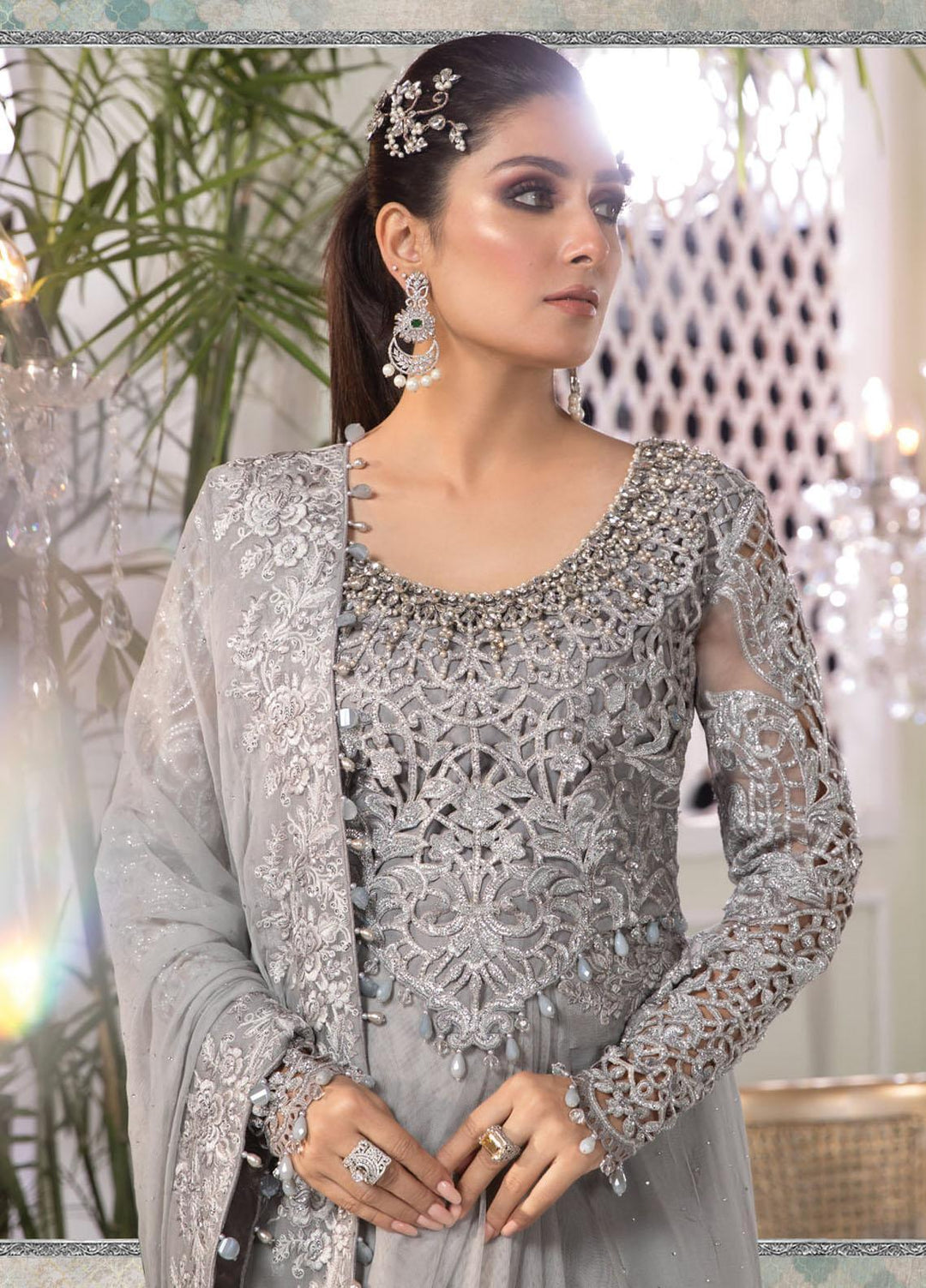 Maria B Embroidered Net Unstitched Saree MB21MH D-01 - Luxury Collection