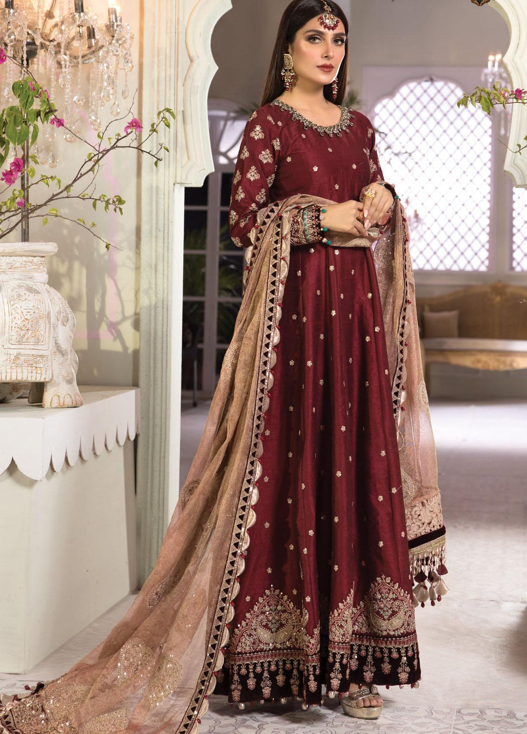 Maria B Embroidered Raw Silk Suits Unstitched 3 Piece MB21MH D-04 - Luxury Collection