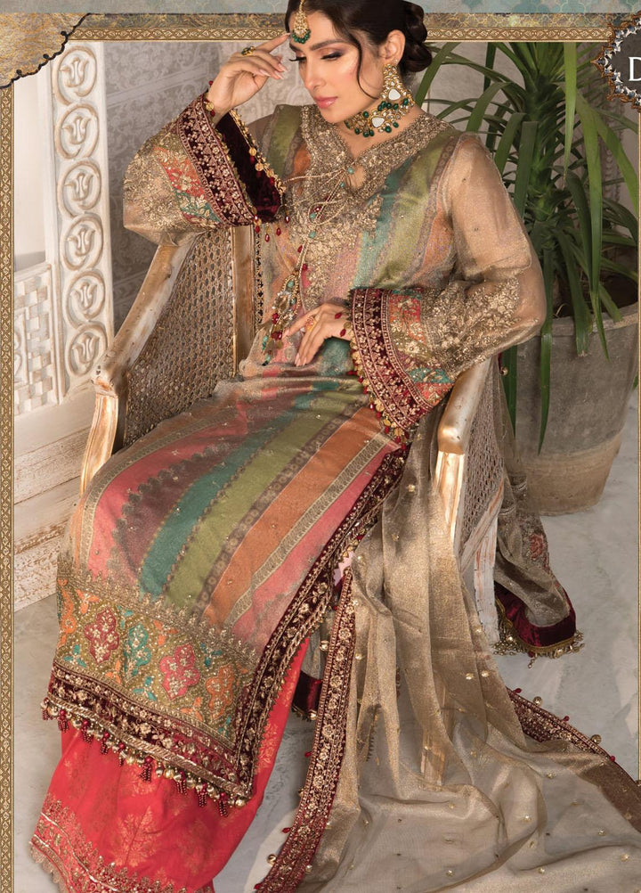Maria B Embroidered Zari Net Suits Unstitched 3 Piece MB21MH D-07 - Luxury Collection