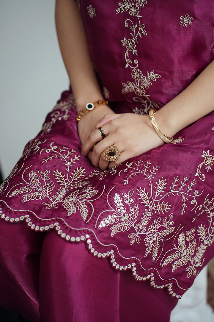 Reeza's Unstitched Embroidered Silk 3 Piece Maroon - Festive Collection