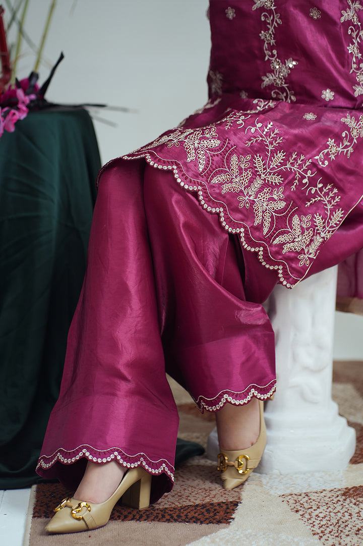 Reeza's Unstitched Embroidered Silk 3 Piece Maroon - Festive Collection