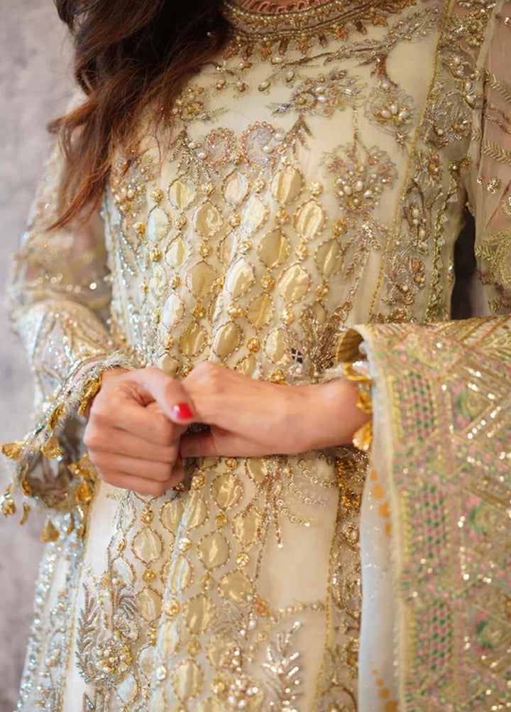 Marwa By Maryam Hussain Embroidered Organza Suits Unstitched 4 Piece MH23MW Zarq - Luxury Formal Collection