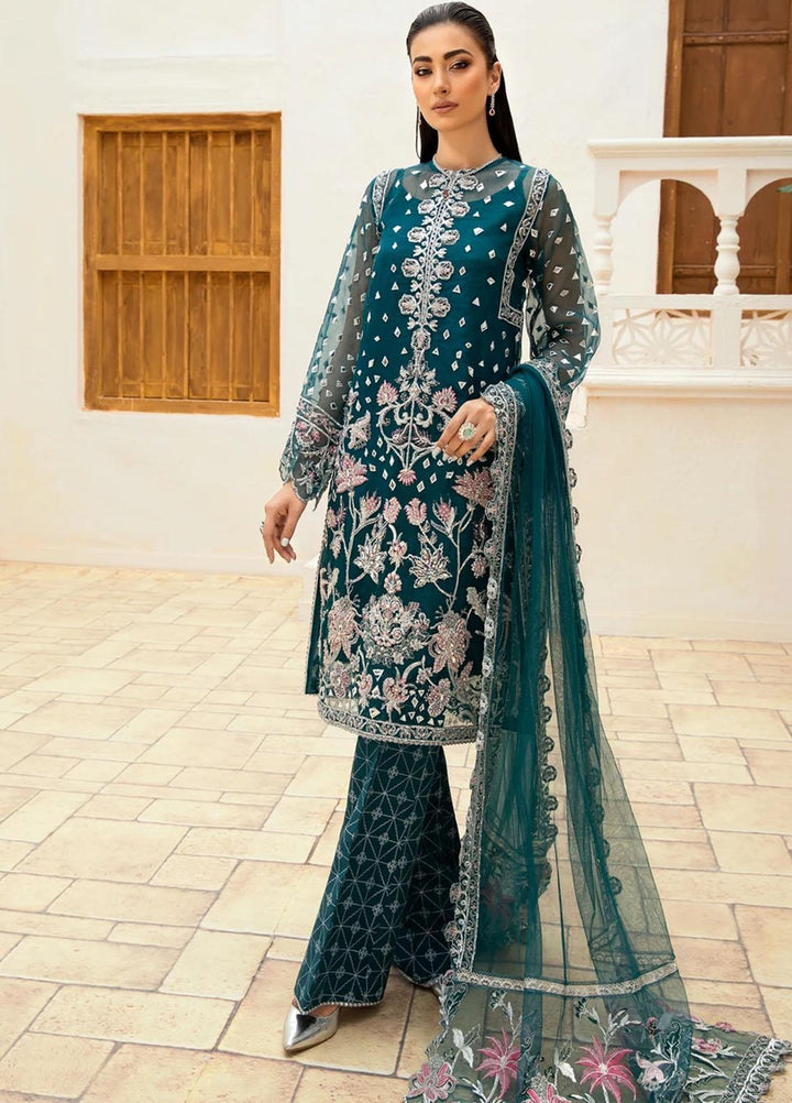 Marwa by Maryam Hussain Embroidered Net Suits Unstitched 3 Piece MH21MF 06 SEHAR - Luxury Collection