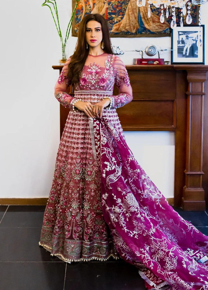 Marwa by Maryam Hussain Embroidered Net Suits Unstitched 3 Piece MH21MF 08 MEHROZ - Luxury Collection