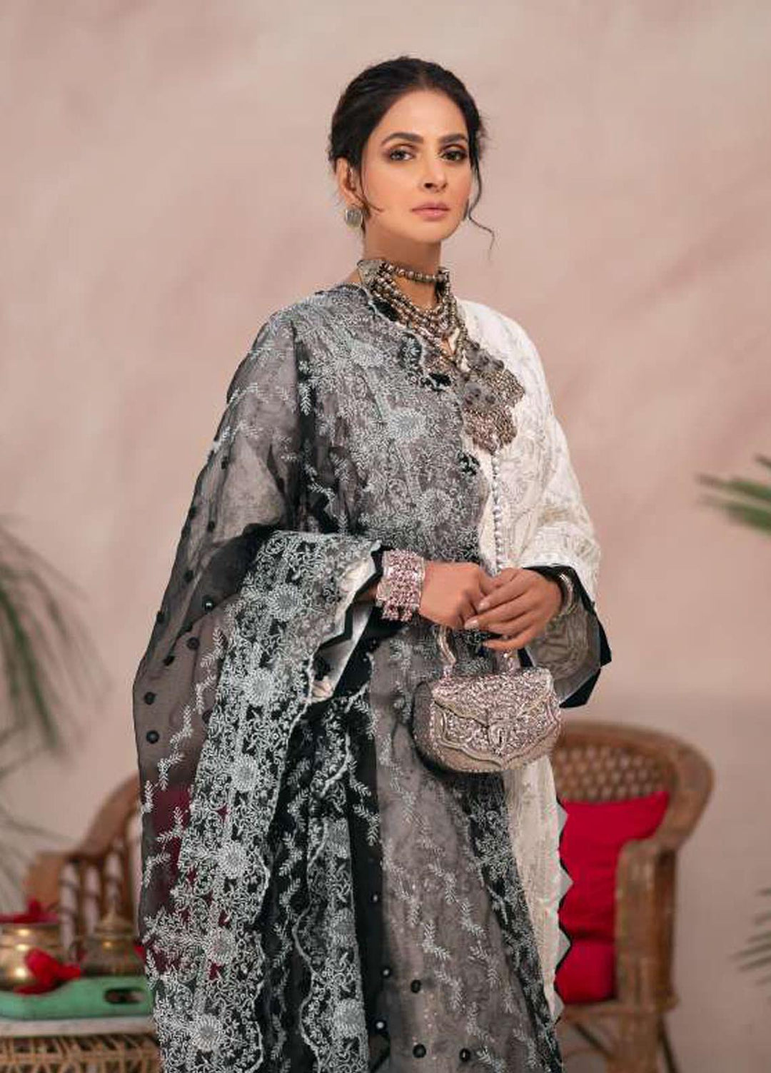 Maryam Hussain Embroidered Lawn Suits Unstitched 3 Piece MRH21LL 07-Amber - Festive Collection