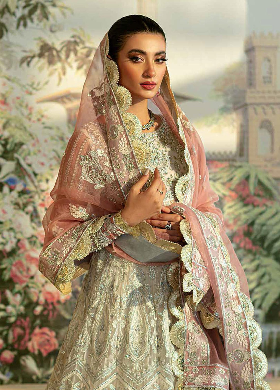 Marwa By Maryam Hussain Embroidered Net Suits Unstitched 3 Piece MH22M 04 NOORBANO - Wedding Collection