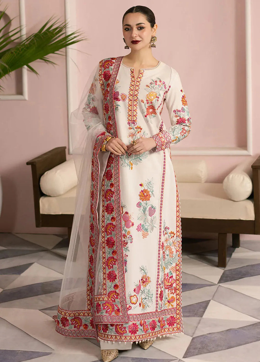 Maryam N Maria Embroidered Lawn Suits Unstitched 3 Piece MNM25EL MS-50159 Afsar - Summer Collection